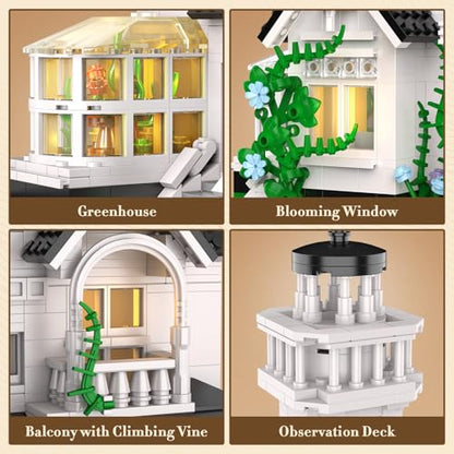 Vziimo Magic House Building Set with LED Light, Owens House Building Blocks, Architecture Decor Model Kit, Gifts for Adults Teens Age 14+(1162 PCS) - style: Owens House