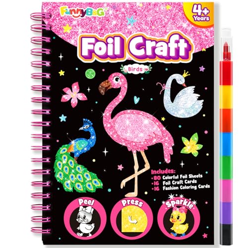 FUNNYB&G Foil Art Craft Kit for Kids, Sparkly Birthday Gift Toy for Girls - style: Birds