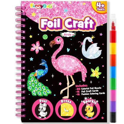 FUNNYB&G Foil Art Craft Kit for Kids, Sparkly Birthday Gift Toy for Girls - style: Birds