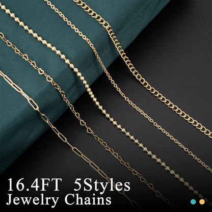 Wurosi 1927PCS Jewelry Making Supplies Kit for Adults,Natural Stone Beads - color: Gold-16.4Ft+Pendants