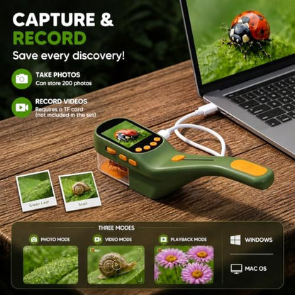 Bug Catcher for Kids with Kids Microscope, 500X Zoom Camera Toy