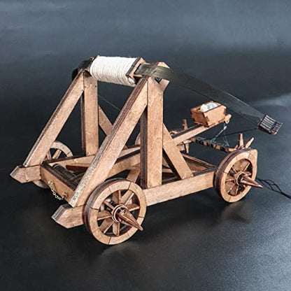Bouncy Catapult European Roman Period Ancient Chariot 3D Wooden Puzzles Model Assembly Kits Fun Toys Building Kit