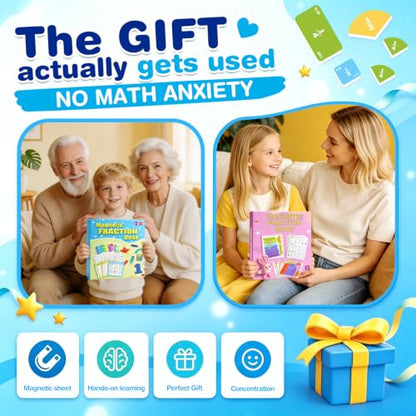 homicozy Magnetic Fraction Playbook for Kids 6-12, Visual Fraction Tiles - color: Blue