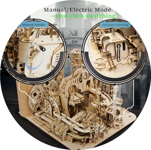 3D Wooden Puzzles for Adults Lron Ball Marble Run Model Building Kit Steampunk DIY Mechanical Wooden Assembly Puzzles, DIY Desk Decoration