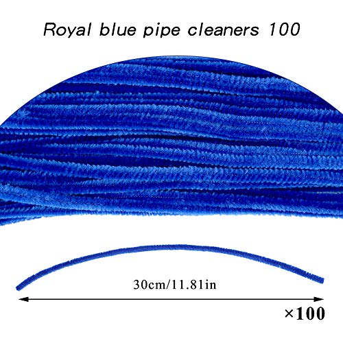 100 Pieces Pipe Cleaners Bulk Chenille Stem Blue Pipe Cleaners - color: Blue