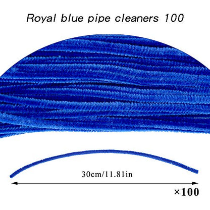 100 Pieces Pipe Cleaners Bulk Chenille Stem Blue Pipe Cleaners - color: Blue
