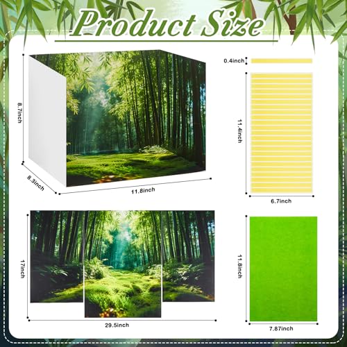 AmazingSpark 2 Set Bamboo Forest Diorama Box and Fake Grass Decor, Panda Habitat Diorama Project Supplies Set, Cardboard Display Case Kit & Artificial Grass with Double Sided Tapes for DIY Crafts - style: Bamboo Forest