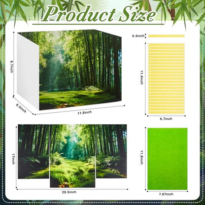 AmazingSpark 2 Set Bamboo Forest Diorama Box and Fake Grass Decor, Panda Habitat Diorama Project Supplies Set, Cardboard Display Case Kit & Artificial Grass with Double Sided Tapes for DIY Crafts - style: Bamboo Forest