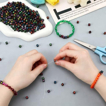 AUGSHY 1400Pcs Black Glow in the Dark Letter Beads Square Bracelet Bead - color: Black Glow in the Dark