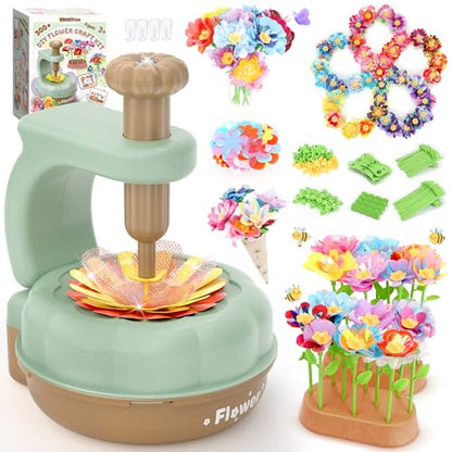 GirlsHome 300+PCS Fabric Flower Bouquets Toys, DIY Flower Craft Kits - color: Green Brown