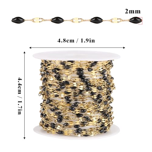16.5FT Stainless Steel Enamel Chain 2MM Gold Lip Chain for Jewelry Making - color: gold(black)