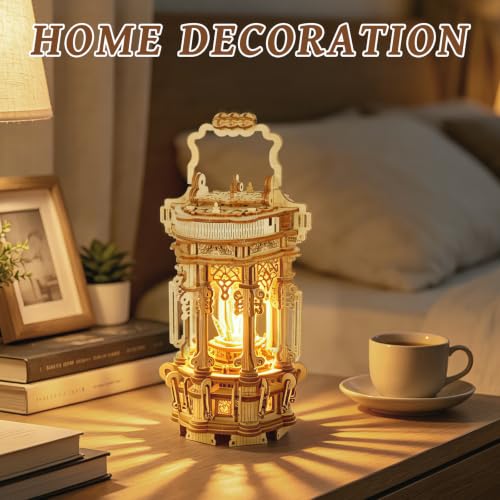 3D Wooden Puzzles for Adults, LED Light Lantern Building Model Kit