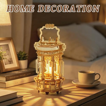3D Wooden Puzzles for Adults, LED Light Lantern Building Model Kit