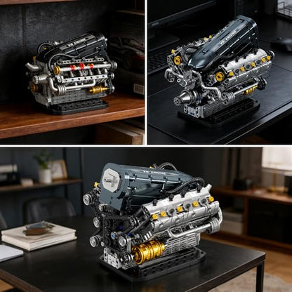Reobrix V6 Mechanical Engine Model Building Kit for Adults, 1268 Pieces