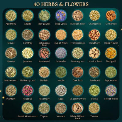 Wyspell 40 Pcs Dried Herbs and Flowers for Witchcraft, Candle & Soap Making