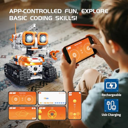 Coding Robot Building Kit for Kids, App Remote Control Compatible with Lego