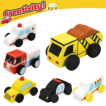 WANTKA 12 Pieces Unfinished Wooden Cars Wood DIY Car Toys Wood Crafts Painting Crafts Kit for Student Easy Woodworking Set Family Activities Arts and Crafts Kit for Kids - color: Style 02