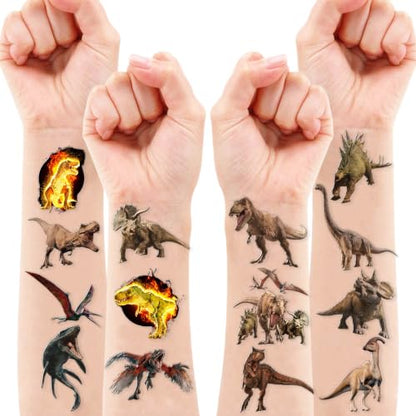 96PCS Dinosaur 3D Pre-Cut Temporary Tattoos, Stickers for Birthday Party