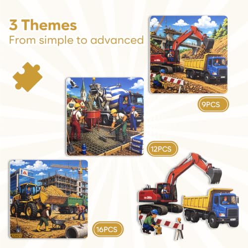 Biarek Construction Vehicle Magnetic Puzzles for Kids 3-5, 37-Piece Set - color: Construction Vehicle - 37 Pieces