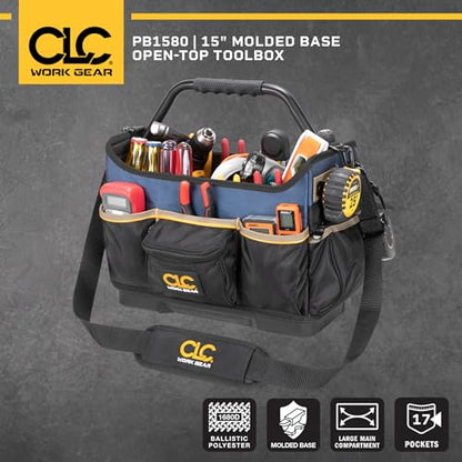 CLC Work Gear PB1580 15" Molded Base Open-Top Toolbox, Black - style: 15-Inch Toolbox