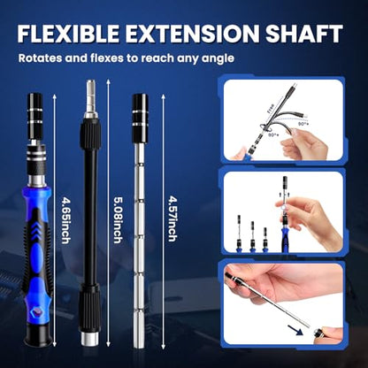 142Pcs Precision Screwdriver Set for Electronics–Multi-Bit Repair Tool Kit for iPhone,MacBook,Laptop,Tablet,PS4,Xbox,Nintendo|Magnetic Mat,ESD Tweezers,Suction Cup&Spudger|Comes with Repair Tool Bag - color: 142 Pcs