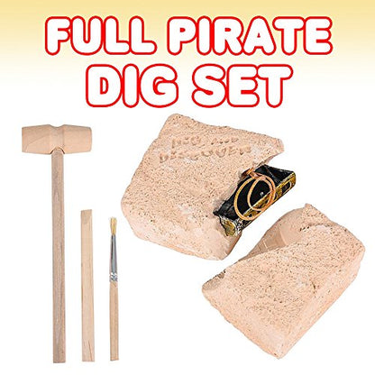 ArtCreativity Pirate Treasure Dig Kit for Kids - Gem Excavation Set with Digging Tools - Interactive Excavating Toys - Great Birthday Gift Idea, Contest Prize for Boys and Girls