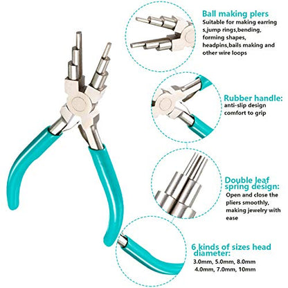 Mudder 2 Pcs Jewelry Making Tool 6 in 1 Bail Making Plier, Blue and Green - color: Blue and Green