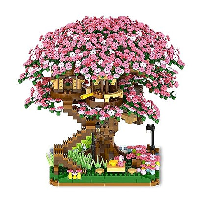 NEWABWN Cherry Blossom Bonsai Tree Mini Micro Building Set, Japanese Sakura Tree House Model Sets for Adults, Flowers House Mini Bricks Building Kit, Creative Gift Toys for Teens 14 (2138PCS) - style: B