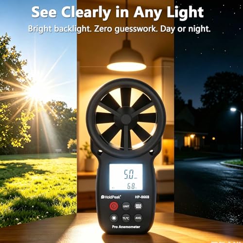 HoldPeak 866B Digital Anemometer, Handheld Wind Speed CFM Meter - color: 866B (1 PC)