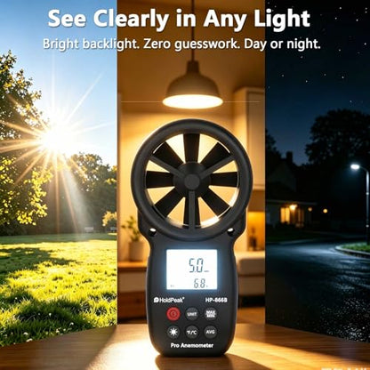 HoldPeak 866B Digital Anemometer, Handheld Wind Speed CFM Meter - color: 866B (1 PC)