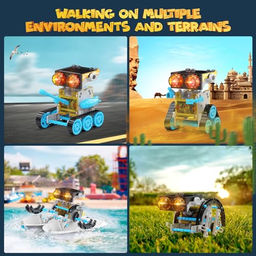 Wesfuner 30-in-1 Solar Robot Building Kit STEM Gift for Boys Ages 8-13 - color: Blue