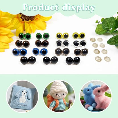 TOAOB 140pcs 14mm Colorful Plastic Safety Eyes Craft Eyes with Washers for Stuffed Animals Amigurumis Crochet Bears Dolls Making - size: 14mm