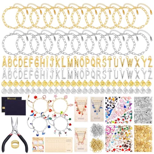 Wurosi 769Pcs Paperclip Charm Bracelet Kit for DIY Christmas Handcraft Gift - color: 769 Pcs Gold & Silver Bracelet