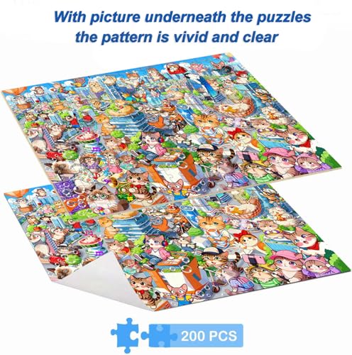 Puzzles for Kids Ages 6-8 8-10 - 200 Piece Puzzles - City Cats Puzzle - color: City Cat
