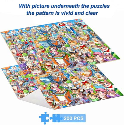 Puzzles for Kids Ages 6-8 8-10 - 200 Piece Puzzles - City Cats Puzzle - color: City Cat