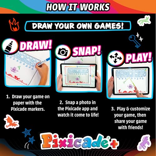 Abacus Brands Pixicade+ - Draw Your Own Video Game Maker, Kids Gift Ages 6+ - size: Pixicade+