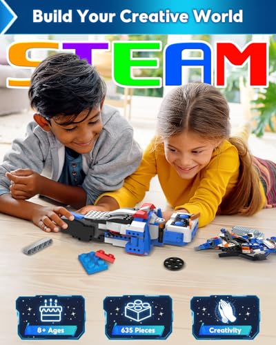 Robot Building Kits for Kids, Stem Toys for Boys Age 8-12, APP & Remote Control Educational Coding Building Sets, Programmable Robot for Kids, Rechargeable Robotic Kit Gifts for Girls Boys - style: Robotic Kit