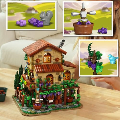 INSOON Winery Chateau House Building Set with Lights for Adults