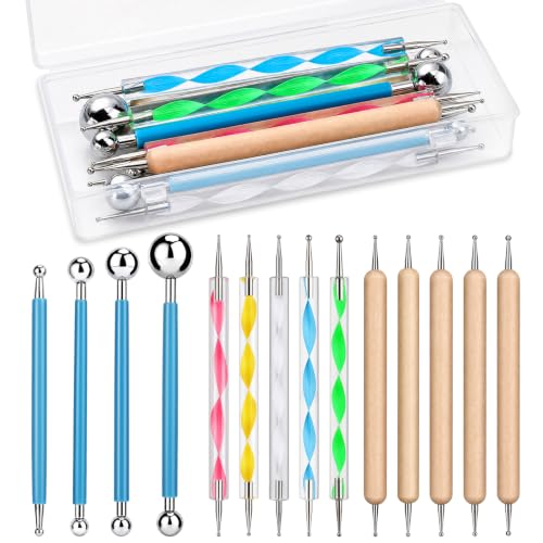 LOKUNN 14 Pcs Dotting Tools Embossing Tool Dotting Tools Set Rock Painting - size: 14 PCS