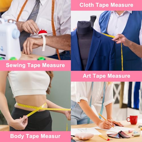 Tape Measure Soft Measuring Tape 60-Inch Double Scale Ruler Fabric Sewing Tailor Cloth Measurement Craft Supplies,5 Pack, 5 Color