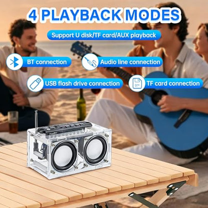 Diymore DIY Bluetooth Speaker Kit Radio Soldering Practice Kit,Dual Speakers & Remote Control,for TF/AUX/Bluetooth/USB Support,for Home and School Education Gifts for Women Men Mom Kids