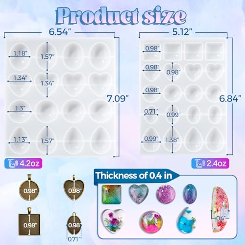 LET'S RESIN Cabochon Gems Resin Molds, 36-Cavity Jewelry Making Kit