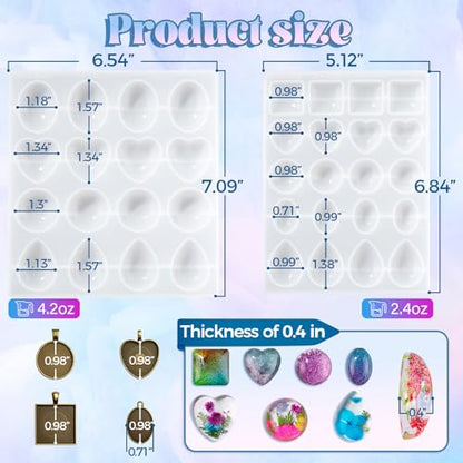 LET'S RESIN Cabochon Gems Resin Molds, 36-Cavity Jewelry Making Kit