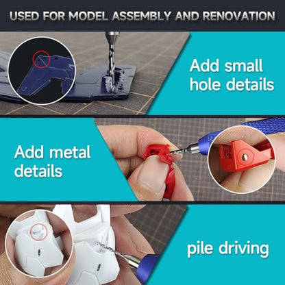 stedi Manual Pin Vise Hand Drill, Premium Hobby Model Making Tools - color: Blue Handle (Handle Only)
