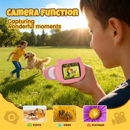 Handheld Digital Mini Microscope for Kids: 1000X 4K 2.4" Microscopes Toys - color: Pink