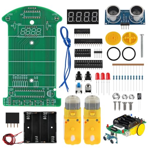 DIY Electronic Kit Car Infrared Induction Ranging Parts Ultrasonic Module DIY Patrol Smart Robot Practice Kits Fun Experiment Teaching Practice Circuit Board Including PCB, Components, Chassis, Motor - color: D2-5