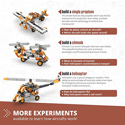 Engino: Discovering STEM - How Aircrafts Work: Technology of Machines - 10 Model Toy Vehicle Brick Building Set, Snap-Fit System, Experiment, Kids 9+ - style: How Aircrafts Work