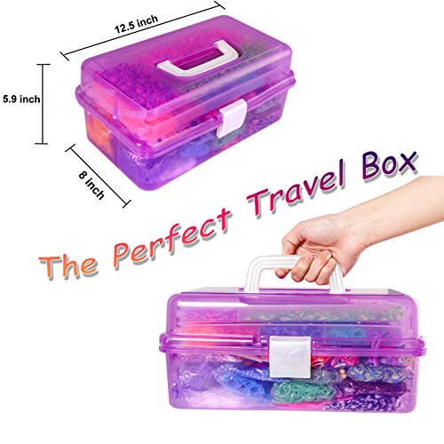 YITOHOP 15000+ Rubber Loom Bands, Mega Rubber Bands Bracelet Kit,Loom Bracelet Making Kit with 3 Layer Container,30 Colors,380 Beads,30 Charms,Clips, Hooks Tools for DIY Art Holiday Gift - color: purple
