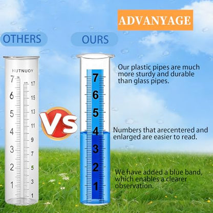 Rain Gauge Replacement Tube, Accurate Rain Gauges Outdoors Best Rated, 7" Capacity Rain Gauge Tube Replacement for Yard & Garden, Water Gauge for Rain (Large Scale Tube) - size: 2 Large Scale tube