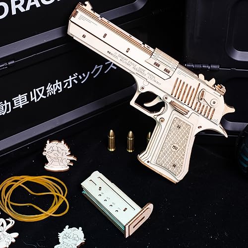 MU 3D Wooden Puzzle for Adults Model kit Building Wood Desert Eagle, Toy Wooden Puzzles Gun, DIY Kits for Men Gifts Birthday Collectible Hobbies Kit - color: Desert Eagle